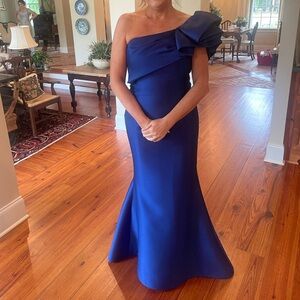 Frascara Elegant Blue One-Shoulder Dress Altered 14